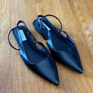 Steven Black Pointed Slingback Flats